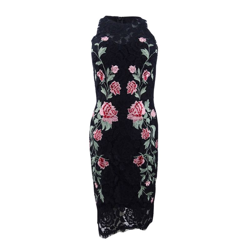 Betsy & Adam Women's Embroidered Lace Dress - Black Multi